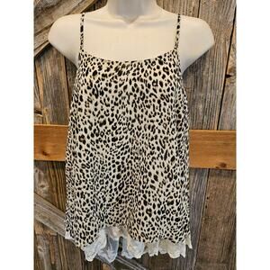 Umgee size small leapord lace trim tank top blouse boho y2k EUC women's *